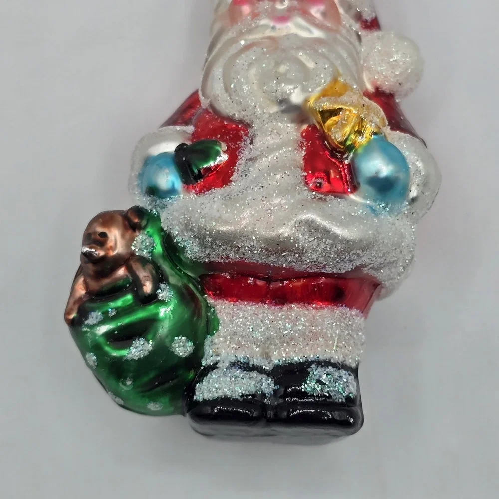BRASS KEY BK‎ Classic Santa Hand Crafted Blown Glass Christmas Ornament Vtg